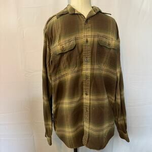 Polo Ralph Lauren Brown Plaid Flannel Shirt Medium Button Front Outdoor Casual